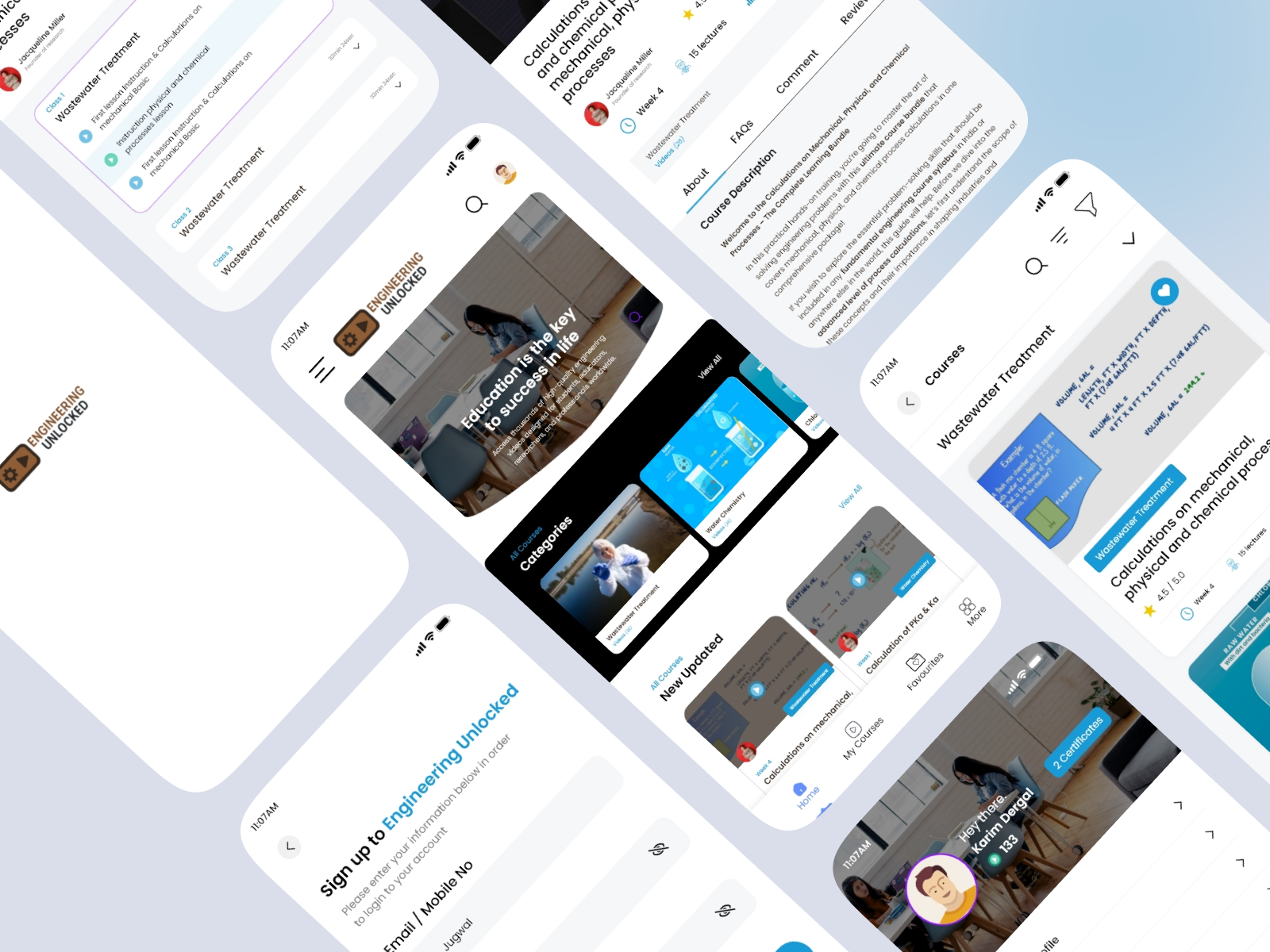 Engineering Unlocked — E-Learning Mobile App UI project preview